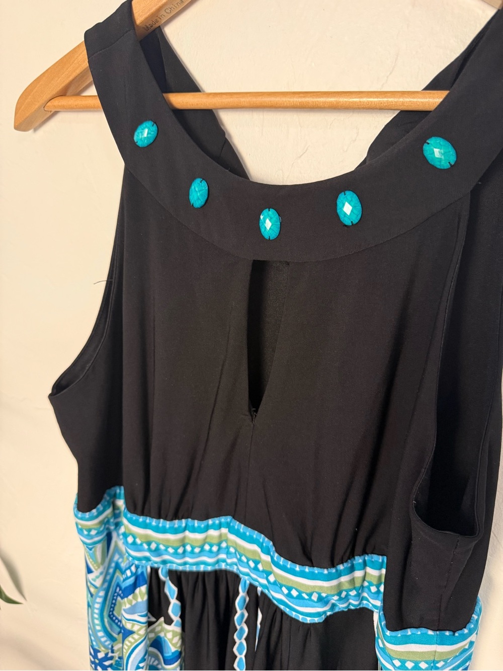 DressBarn Black & Blue Embellished Sleeveless Maxi Dress Size 10 - Picture 3 of 5